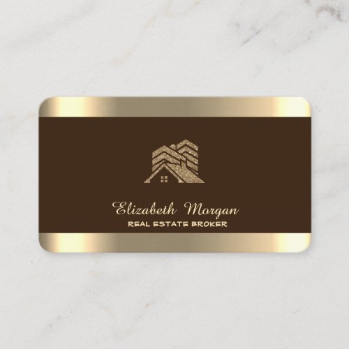 Professional House Roof Real Estate Brown Business Card
