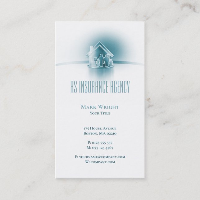 Professional HS Insurance Agency | Family Safe Business Card (Front)