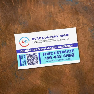 Professional HVAC Company Logo & Qr Code & Slogan Business Card Magnet