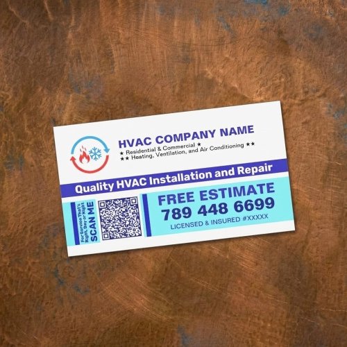 Professional HVAC Company Logo &amp; Qr Code &amp; Slogan Business Card Magnet
