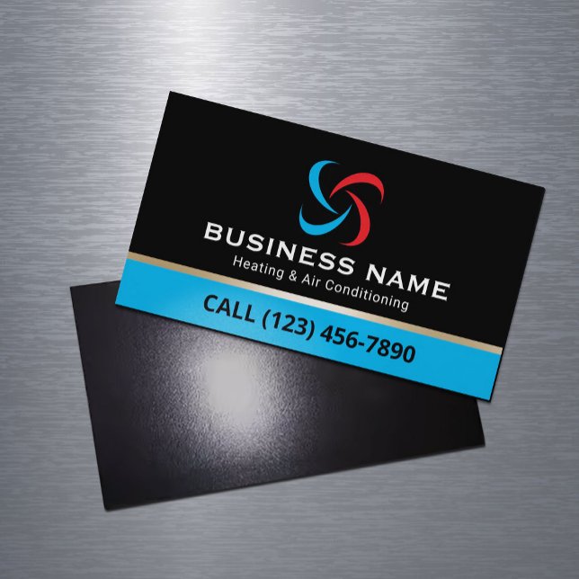 Professional HVAC Logo Heating & Air Conditioning Business Card Magnet (Creator Uploaded)
