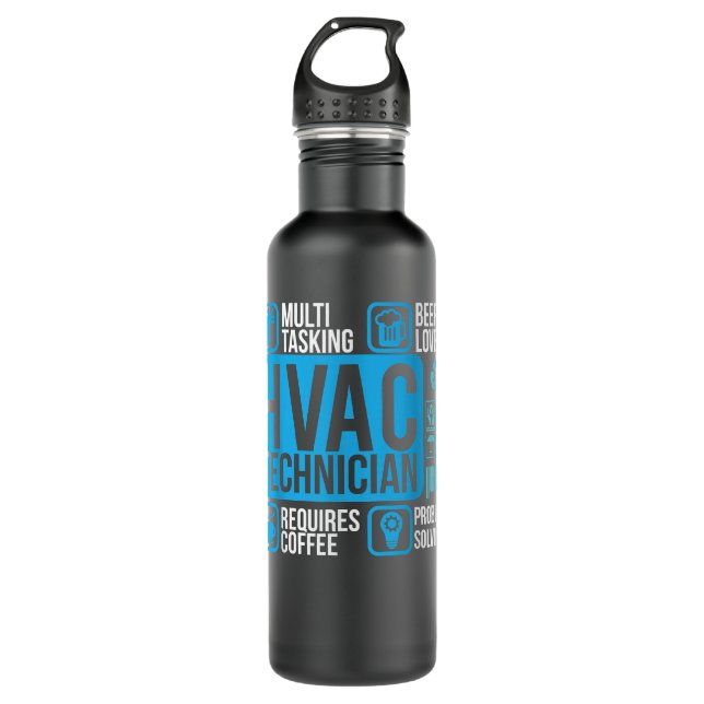 Professional HVAC Technician HVAC Heating Cooling  Stainless Steel Water Bottle (Front)