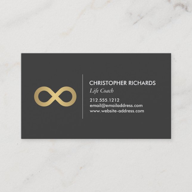 Professional Infinity Symbol in Faux Gold Business Card (Front)