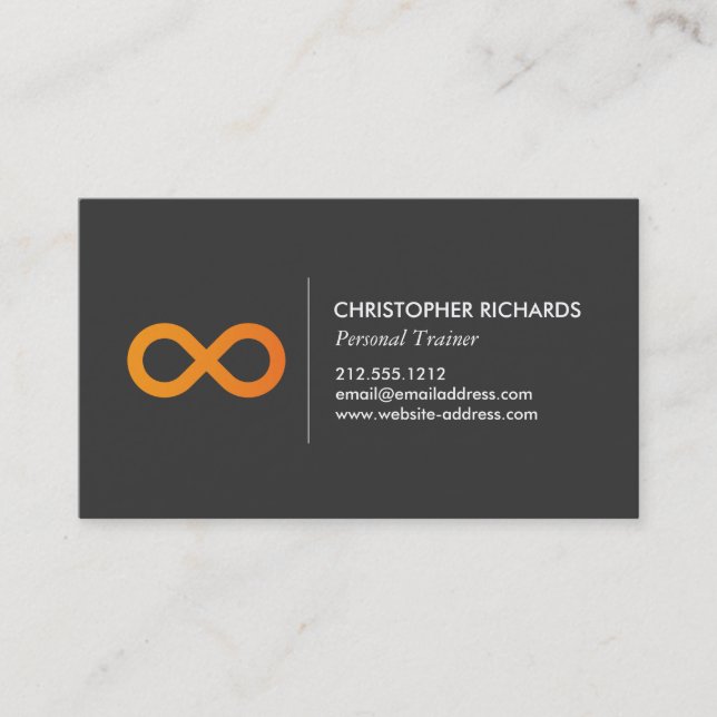 Professional Infinity Symbol in Orange Business Card (Front)