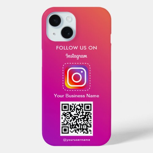 Professional Instagram Logo Follow Me Qr Code iPhone 15 Case