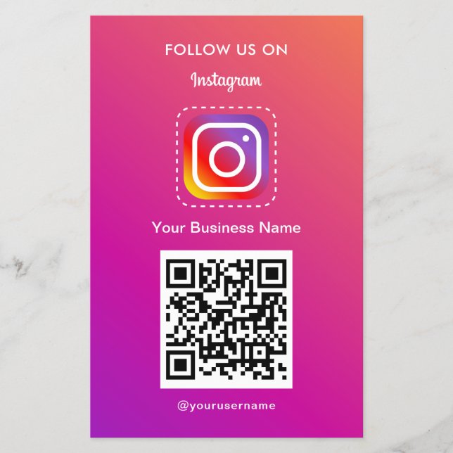 Professional Instagram Logo Follow Me Qr Code Flyer (Front)