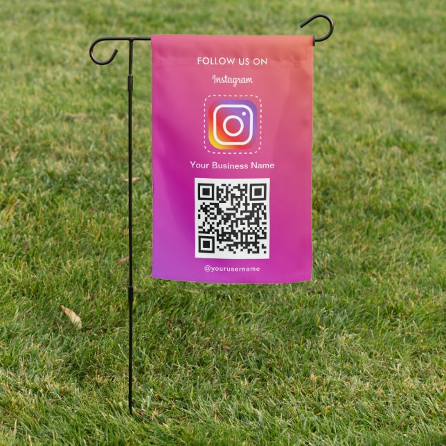 Professional Instagram Logo Follow Me Qr Code Garden Flag (In SItu)
