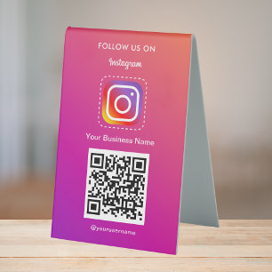 Professional Instagram Logo Follow Me Qr Code Table Tent