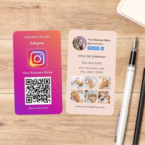 Professional Instagram Photo Follow Me Qr Code Business Card