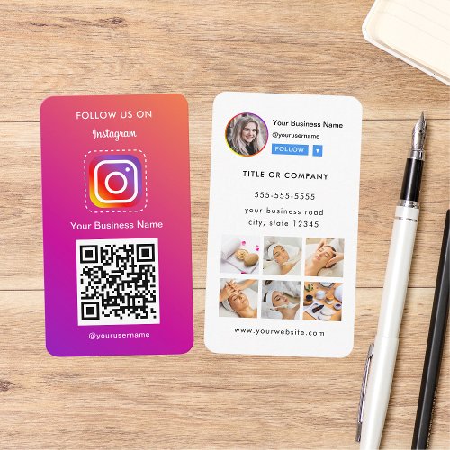 Professional Instagram Photo Follow Me Qr Code Business Card