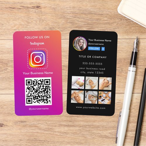 Professional Instagram Photo Follow Me Qr Code Business Card