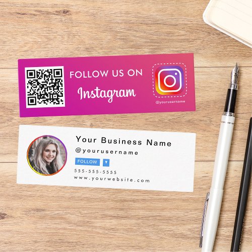 Professional Instagram Photo Follow Me Qr Code Mini Business Card