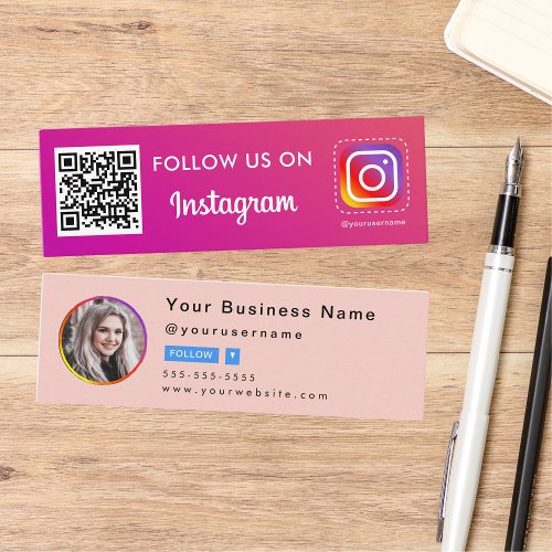 Professional Instagram Photo Follow Me Qr Code Mini Business Card