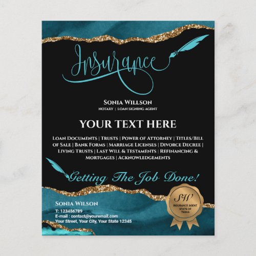 Professional Insurance Agent Teal Agate  Fly Flyer