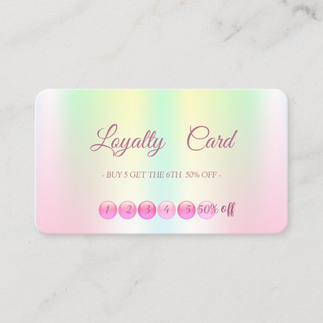 Professional Iridescent Holographic Loyalty Card (Front)