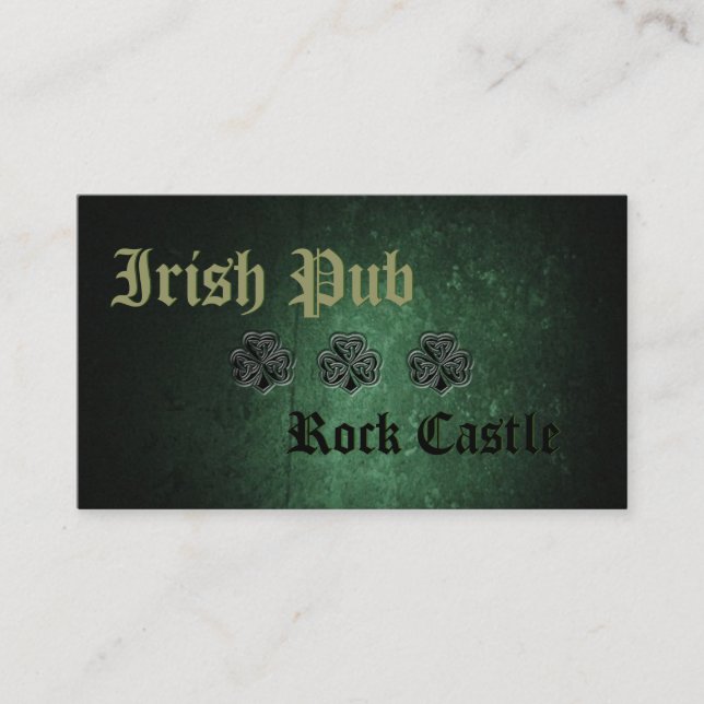 Professional Irish Pub lucky shamrock Business Card (Front)