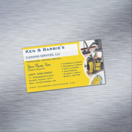 Professional Janitorial Cleaning Housekeeping Serv Business Card Magnet