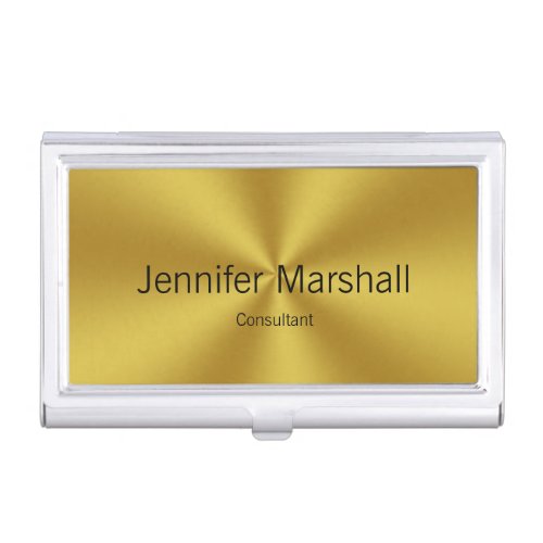 Professional Job Title and Name on Faux Gold Business Card Case