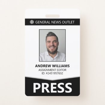 Professional Journalist Press Pass Id Badge by J32Design at Zazzle