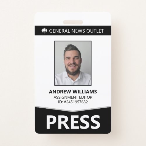 Professional Journalist Press Pass ID Badge