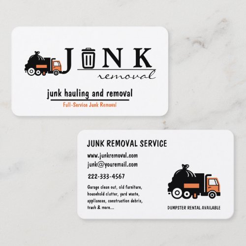 Professional Junk Hauling Trash Removal  Business Card