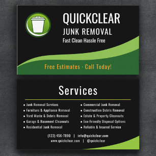 Professional Junk Removal Service Company Business Card