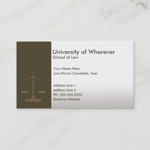 Customizable professional justice law student business card template