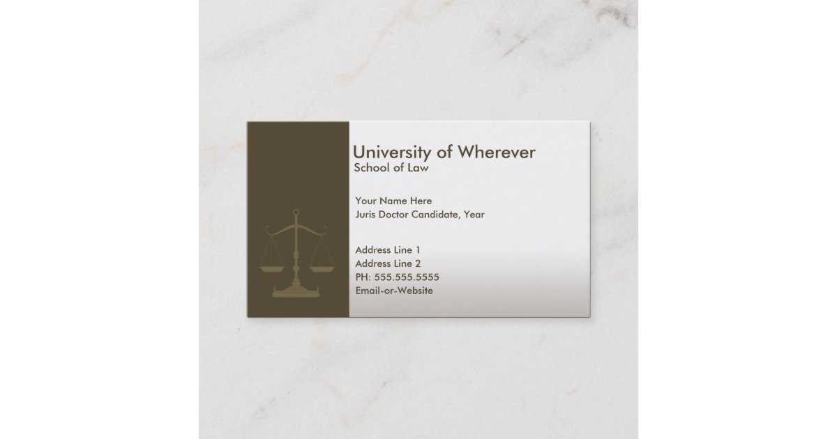 professional justice law student business card Zazzle