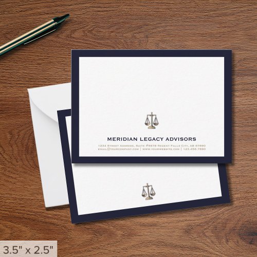 Professional Justice Scale Logo Business Note Card