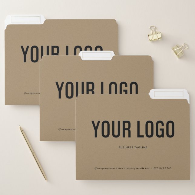 Professional Kraft Business Logo File Folders (Set)