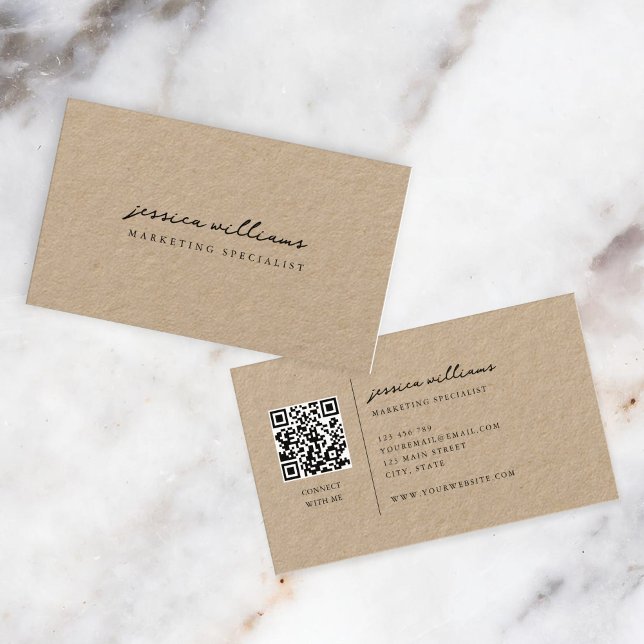 Professional Kraft Minimal Script Business Card (Creator Uploaded)