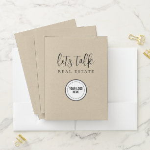 Professional Kraft Paper Let's Talk Real Estate  Pocket Folder