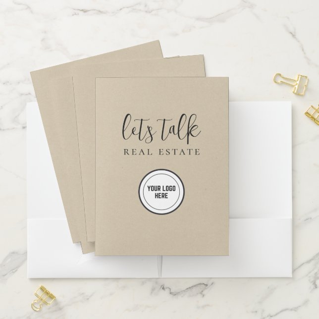 Professional Kraft Paper Let's Talk Real Estate  Pocket Folder (In Situ)