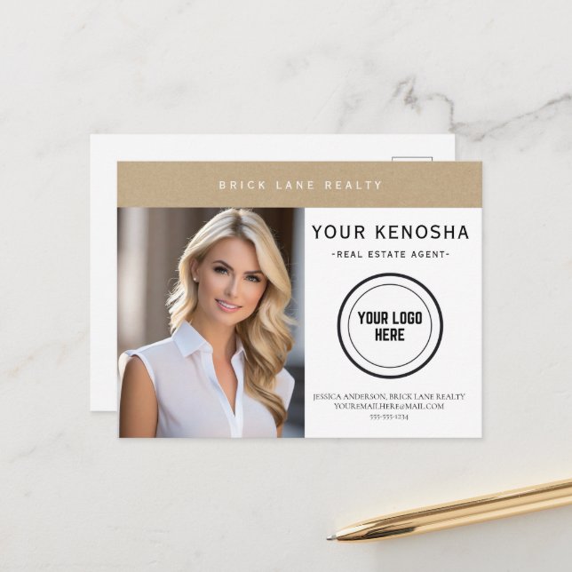 Professional Kraft Paper Your City Real Estate  Postcard (Front/Back In Situ)