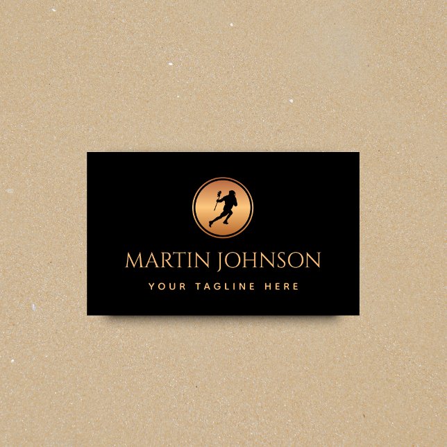 Professional Lacrosse Coach Gold Black Logo Sport Business Card (Creator Uploaded)