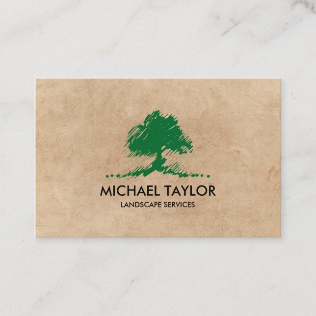 professional landscape tree service and lawn care business card (Front)