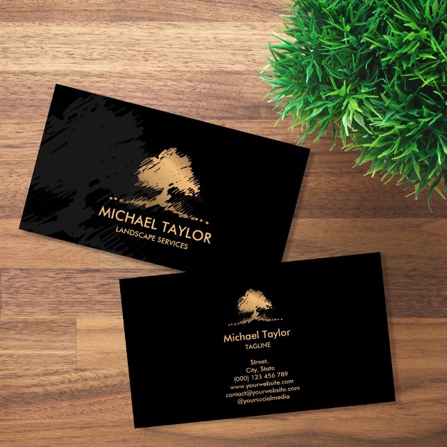 professional landscape tree service and lawn care  business card (Creator Uploaded)