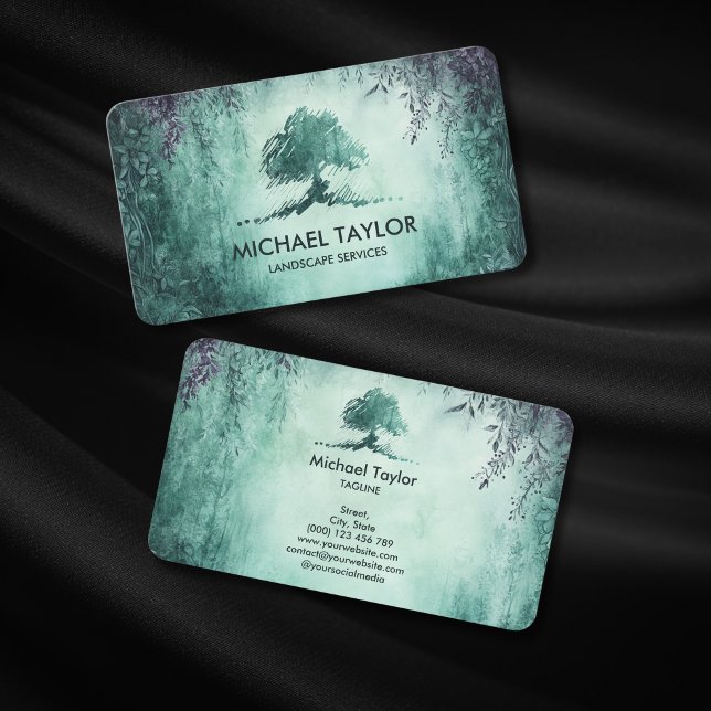 professional landscape tree service and lawn care  business card (Creator Uploaded)