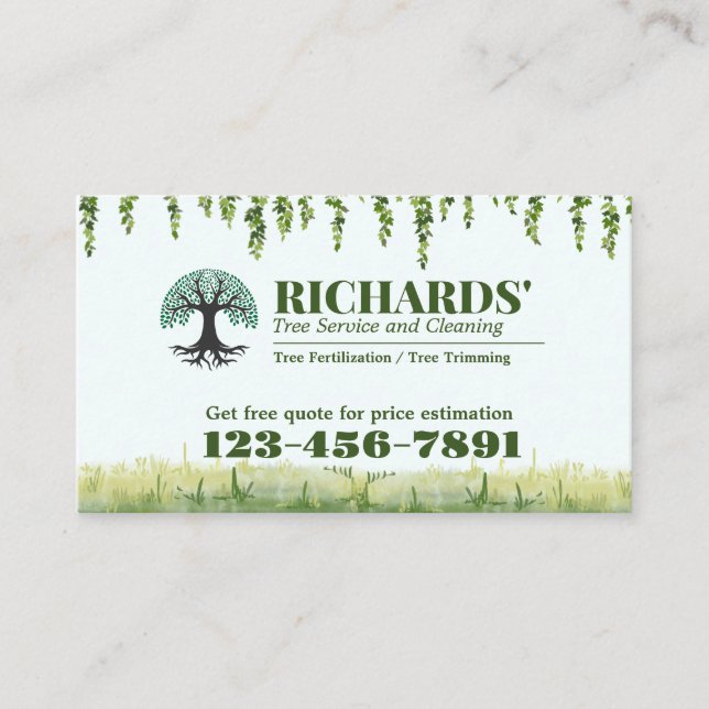 Professional Landscape Tree Service Business Card (Front)