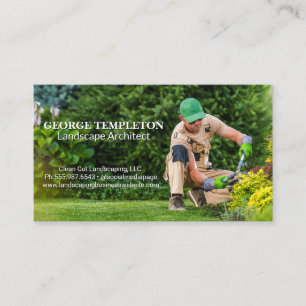 Professional Landscaper Pruning Plants Business Card
