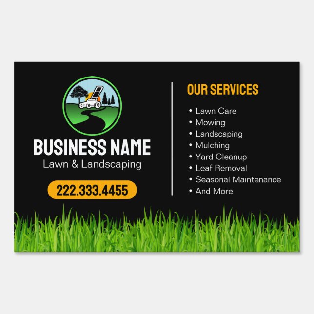 Professional Landscaping Grass Mowing Service Sign (Front)