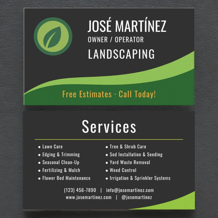 Professional Landscaping Lawn Care Business Card