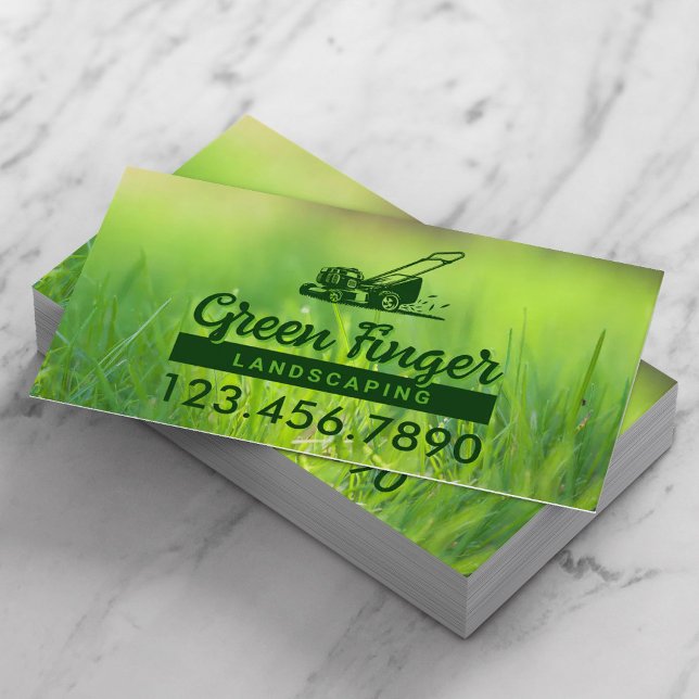 Professional Landscaping & Lawn Care Green Finger Business Card (Creator Uploaded)