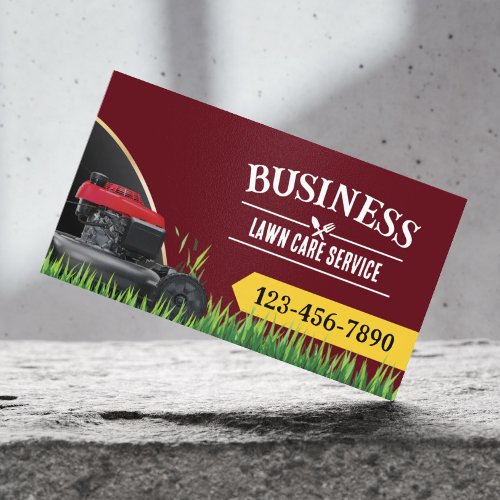 Professional Landscaping  Lawn Care Service Red Business Card