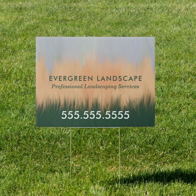 Professional Landscaping Service Green Coral Blue Sign (Insitu)