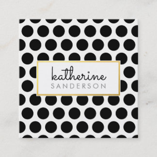 PROFESSIONAL LARGE POLKA DOT modern black gold Square Business Card