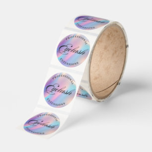 professional lash extensions holographic chic classic round sticker