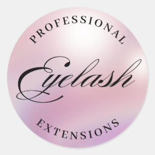 professional lash extensions pink metallic classic round sticker