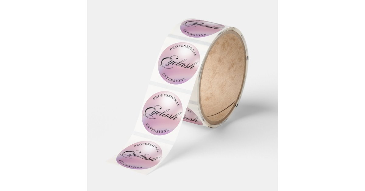 professional lash extensions pink metallic classic round sticker | Zazzle