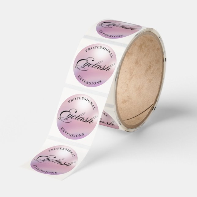 professional lash extensions pink metallic classic round sticker (Roll)